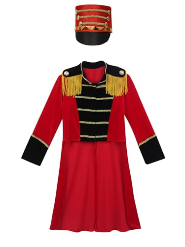 Kids Boys Circus Ringmaster Long Sleeves Tailcoat Jacket Coat with Hat for Party Performance3