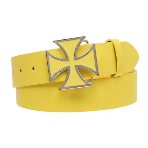Iron Cross Buckle Snap-On Faux Leather Belt in Multiple Colors