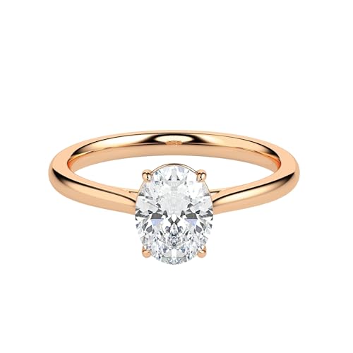 Image of 1 Carat Oval Solitaire Moissanite Ring for Women & Girls | 925 Sterling Silver with 18K Gold Plating | Engagement, Wedding, Anniversary, Birthday, Diwali Gift | Everyday & Office Wear Jewelry