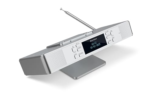 Karcher RA 2038D-S - Küchenradio mit UKW/DAB+ Radio, Unterbauradio mit Bluetooth & Leuchte, Digitalradio mit Dual-Alarm Wecker & Countdown-Timer, Silber
