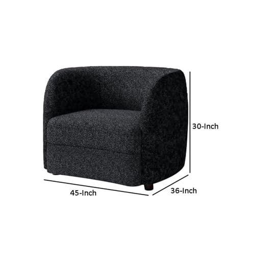 Sillón Curvo Negro de Tela Bouclé miniatura 3