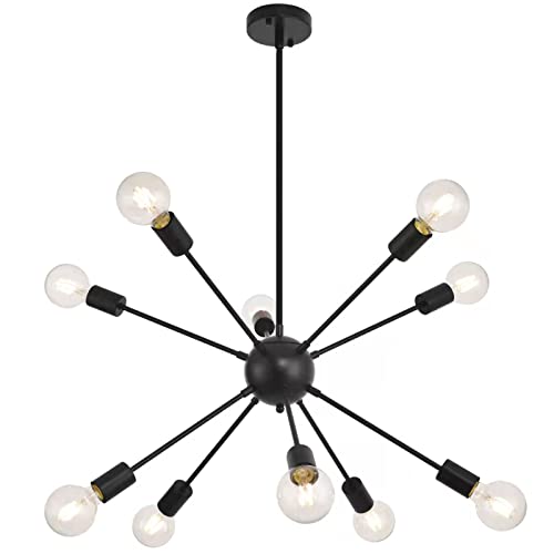 Up To 40% OFF 10 Lights Sputnik Chandeliers Light Fixture Modern Matte Black Pendant Lighting Industrial Ceiling Lights for Living/Dining Room Kitchen Island Bedroom Hallway 🔥 10 Lights Sputnik Chandeliers Light Fixture Modern Matte Black Pendant Lighting Industrial Ceiling Lights for Living/Dining Room Kitchen Island Bedroom Hallway
