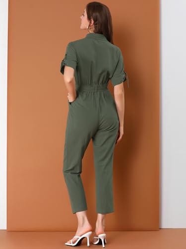 Mono de manga corta para mujer para paseos urbanos de algodón verde XS 4