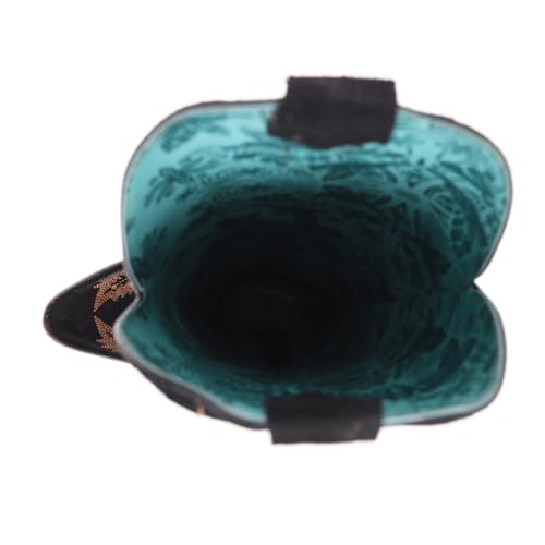 Corral Boots Womens Gold Embroidery Black Suede Tall J Toe Casual Boots Over the Knee Mid Heel 2-3" - Black4