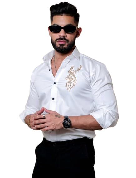 Mens Satin Fabric Shirt Full Sleeve Solid Deer Pattern Design Shirt for Men Formal Shirts for Men Office wear Full Sleeve-picture-53