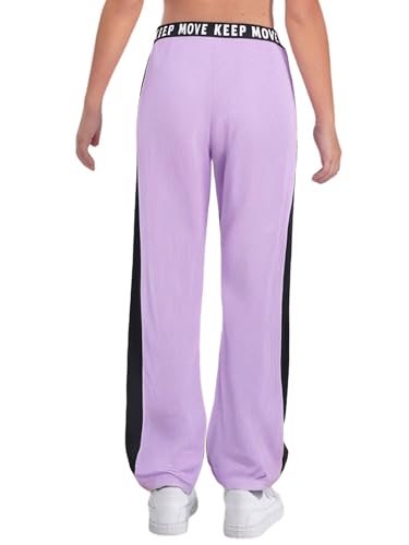 Kids Girls Color Block Ribbed Flared Pants High Waisted Sweatpants Trousers for Yoga Dance Running2