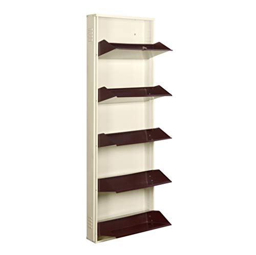 Image of Delite Kom 20 Inch Wide, 5 Shelf Metal Shoe Rack Wall Mounted for Home with Central Lock | Holds Upto 12 Shoes or 20 Slippers Pair | 1 Year Warranty | (67x20x5 Inch, Ivory Coffee) | DIY | Space Saving