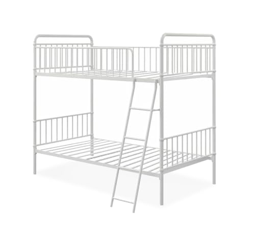 Image of APRODZ Marks Twin Bunk Bed (Foam Mattress-Metal - White Powder Coated)