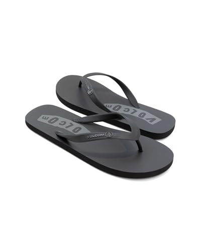Image of Volcom Men's Volcomotion Flip Flop Sandals - Comfort Foam, Water-Friendly Thong Sandal, Black Grey V, 10