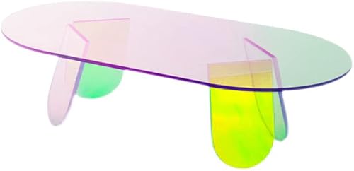 Ganggend Acrylic Colorful Coffee Table, 27.5“x19.7 x13.7” Clear Iridescent Side Table Acrylic Rainbow Colors End Table Modern Accent Night Stand Iridescent Table for Home Office