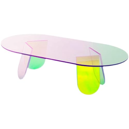 Ganggend Acrylic Colorful Coffee Table, 27.5“X19.7 X13.7” Clear Iridescent Side Table Acrylic Rainbow Colors End Table Modern Accent Night Stand Iridescent Table For Home Office #TOP5