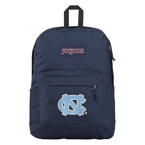Image of JanSport NCAA Officially Licensed Backpack, North Carolina Tar Heels, Superbreak Plus with Padded 15'' Laptop Sleeve, Spacious Computer Bag for Men & Women, Durable Daypack with Bottle Pocket, Navy