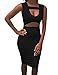 Allegrace Women Sexy Stretch Bodycon Mid Bandage Party Dress Black S