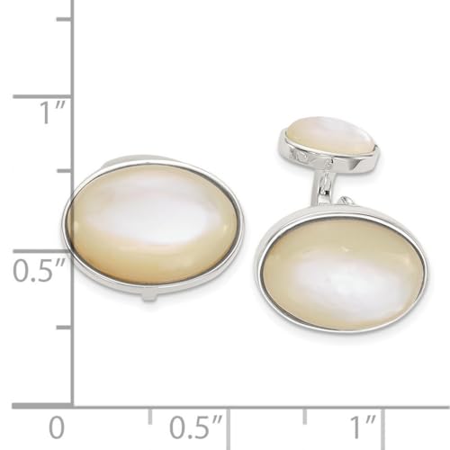 Mancuernillas ovales de plata 925 con madreperla simulada miniatura 2