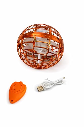 Image of Magic Flying Orb Spinner Toy for Kids - Pink Color | Hand Sensor Rechargeable LED Flying Ball | Hover Drone Boomerang Spinner Toy for Boys & Girls 6-12 Years (Red Golden)