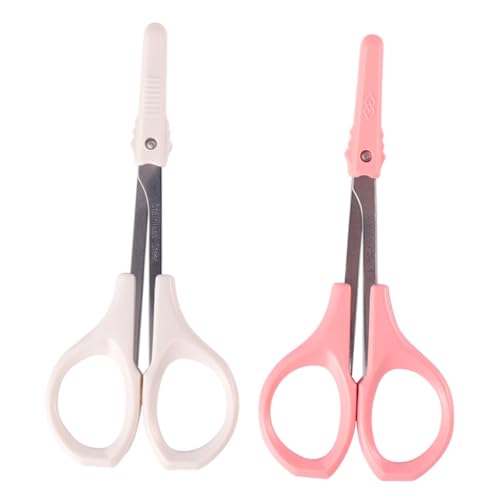HONMEET 2pcs Eyebrow Trimmer Scissors Set Stainless Steel High Precision Scissors for Eyelashes Brows