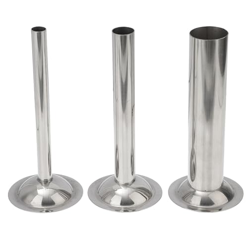 Alipis Sausage Stuffing Tube 3pcs Stainless Steel Stuffer Tubes Manual Sausage Stuffer Funnels for Meat Funnel Attachment Kit Meat Silver (Size 8)
