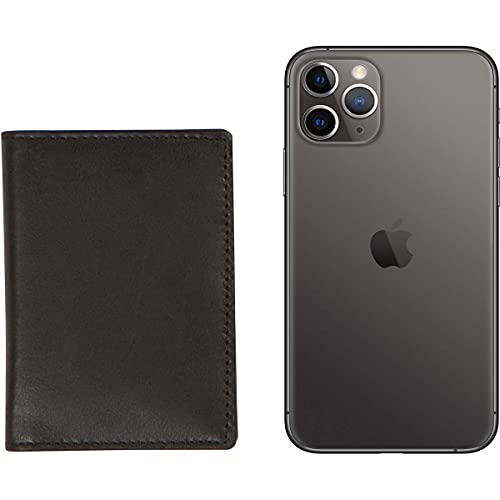 Image of Slim Leather Credit Card Holder Wallet for Men | Full-Grain Leather, RFID Blocking, ID Wallet | Charcoal Gray