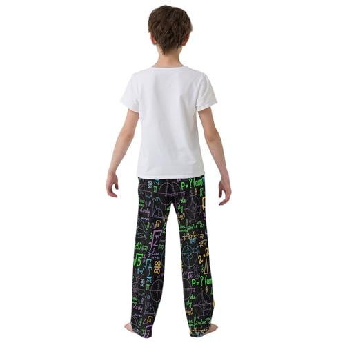 ZZXXB Mathematical Formula Pattern Boys Long Pants Soft Trousers Elastic Waist Kids Lounge Bottoms with Pockets S-XL3