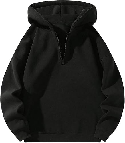 shaira fashion Men's Quarter Zip Hoodies Zip Up Hoodie Long Sleeve Drop Shoulder Sweatshirt Casual Pullover-picture-20
