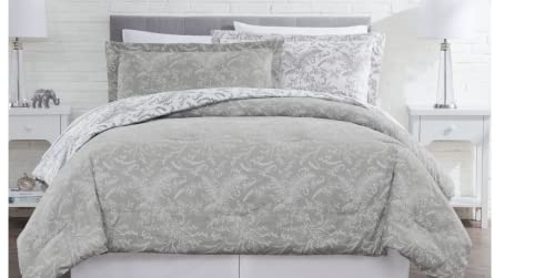 Southshore Fine Living, Inc. Oversized Comforter Bedding Set Down Alternative All-Season Warmth, Soft Reversible Floral Bedspread 2-Piece With One Matching Sham, Winter Brush Grey, Twin/Twin Xl #TOP5
