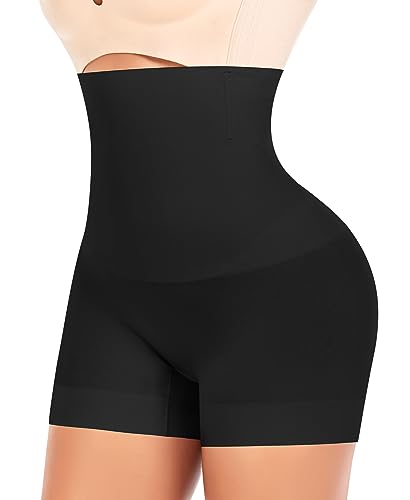 YARRCO Braga Faja Reductora Mujer Invisible Faja Pantalon Adelgazante Vientre Plano Braguitas Moldeadoras Shapewear Control de Abdomen Sin Costuras (#2 Negro-Cintura Alta,L)