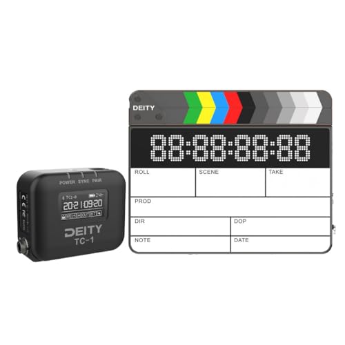 Deity TC-SL1 Wireless Bluetooth Timecode Smart Clapper Slate with Wooden Clapper Bundle with Deity TC-1 Wireless Timecode Box Generator with Locking 3.5mm Timecode Port (Black) (2 Items)