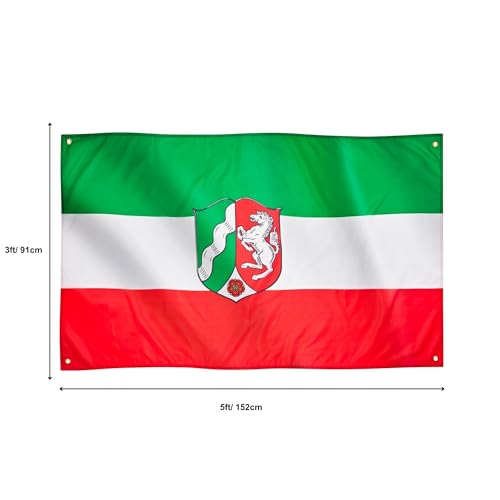 Runesol North Rhine Westphalia Flag, 91x152cm, 3ft x 5ft, Düsseldorf, 4 Grommets, Eyelet in Every Corner, Rhineland - Image 2