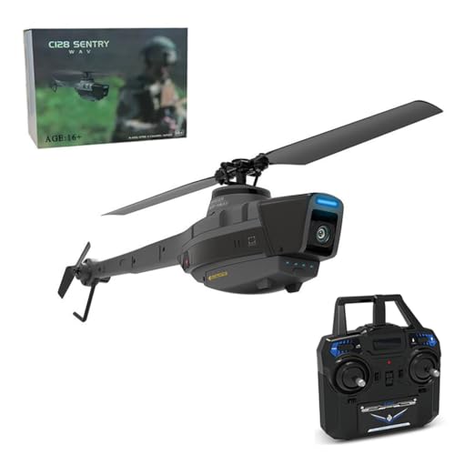 Wodoochey C128 Scout Drone with 1080P Camera, Military Remote Control Helicopter for Adults, 2.4G 4CH Aerial Vehicle Reconnaissance, Take Off/Landing, 6-Axis Gyro RC Aircraft Helicopter (1 Battery)