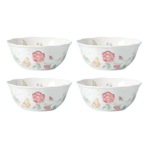 Image of Lenox Butterfly Meadow Large All-Purpose Bowls, Salad Bowl Set for 4