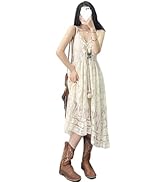 ABEWIP Women’s Casual Boho Floral Lace V-Neck Dress Spaghetti Straps Cocktail Maxi Dress Bridesma...