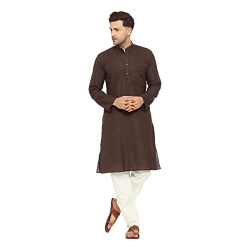 Image of ITOS365 Men Cotton Blend Kurta Pyjama Set Party Fashion Regular Ethinic Wear Indian Dress Gift for Men