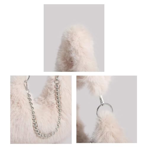 Plush Underarm Bag Ladies Fluffy Shoulder Bag, Furry Purses and Handbags, Women Clutch Tote Crossbody with Chain Strap3