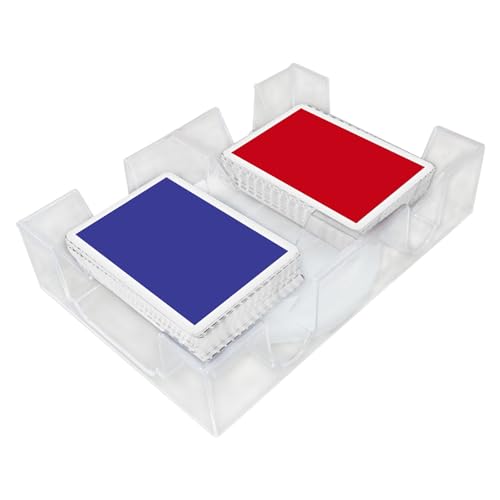 Qkbuza Tarjetero Giratorio, Bandeja Transparente para Portatarjetas de Doble baraja, Soporte Giratorio para Cartas, Bandeja para, Resistente y práctica para mesas de para niños y Adultos