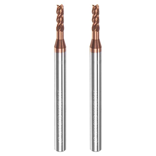 Image of HARFINGTON 2pcs Square Nose End Mill 4mm Shank 2.5mm x 10mm AlTiSin Coated Solid Carbide Long Reach Extended Neck 4 Flutes CNC Router Bit Milling Cutter for Stainless Steel Hardened Steel