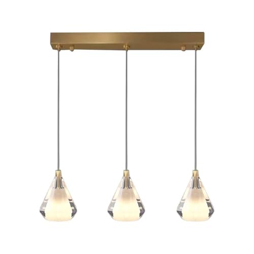 Lustre en cristal 3 lumières et suspension laiton réglable G4