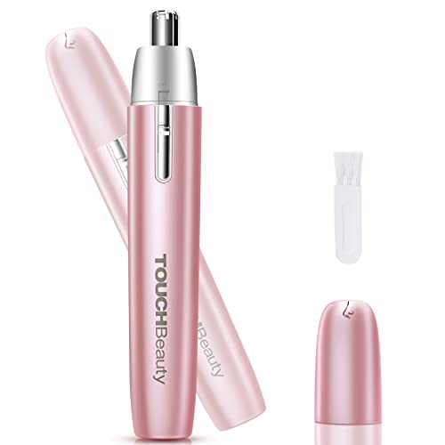 TOUCHBeauty Nose Hair Trimmer for Women: Professional Painless Eyebrow & Facial Hair Trimmer for Women - Battery-Operated Trimmer with IPX7 Waterproof - Dual Edge Blades for Easy Cleansing
