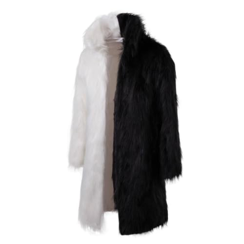 Image of Lisa Colly Mens Faux Fur Coat Jacket Winter Overcoat | Men's Faux Fur Long Jacket, Long Sleeve, Fluffy Warm, Winter Parka Coat