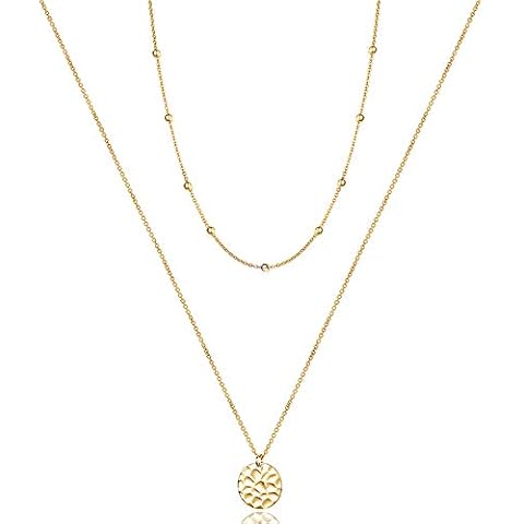 Turandoss Gold Plated Disc Necklace Layering Necklaces Handmade Jewelry Choker Delicate Necklace 14k Real Gold Necklace Simple Choker Necklace for Women Cover