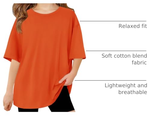Image of Haloumoning Girls Short Sleeve T-Shirts | Kids, Summer,Girls shirts,Oversized t shirts,Girls T-Shirts,Oversized Tops, Casual Crewneck, Basic Tees 5-14Y