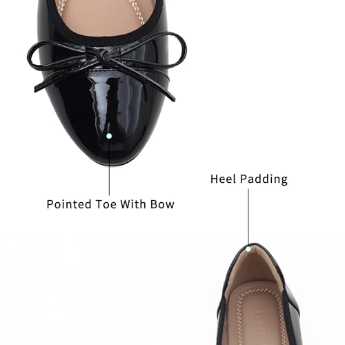 Women's Flat Shoes Comfortable Leather Round Toe Ballet Shoes Bow Slip on Dress Shoes for Women Flats2