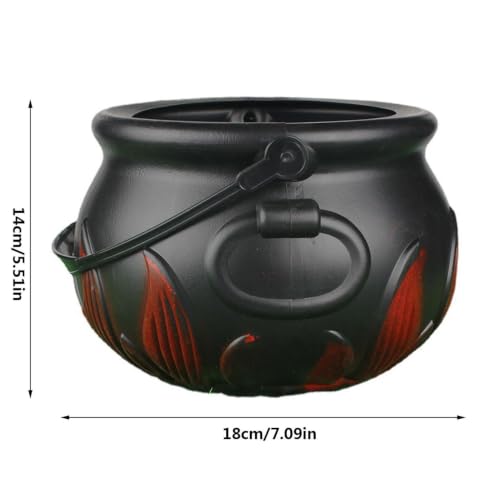 7 Inch Red Flame Witch Cauldron Halloween Candy Bucket for Party Decor — view 2