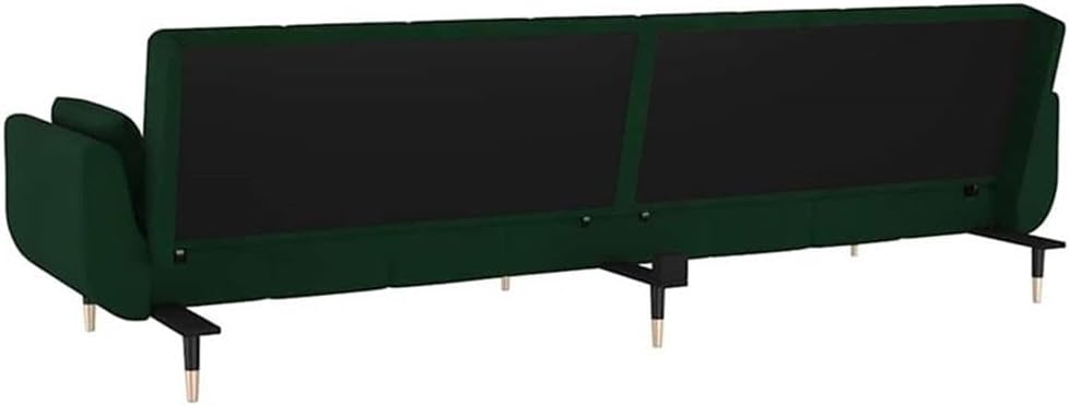 BOWERY HILL Modern Velvet Sofa Bed, Dark Green Polyester Fabric, Compact 2-Seater Convertible Sleeper with Sturdy Wood and Metal Frame, Matte Finish, Living Room Furniture