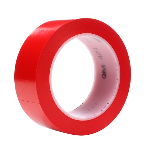 Image of 3M Vinyl Tape 471, Red, 1 1 /2 in x 36 yd, 5.2 mil, 24 rolls per case