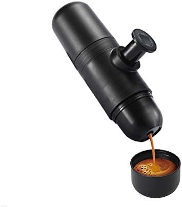 ماكينة تحضير قهوة إسبريسو محمولة يدوية صغيرة للسفر القهوة اليدوية للمشي لمسافات طويلة والتخييم وصيد الأسماك والنزهات من كادليز ستانلس ستيل أسود