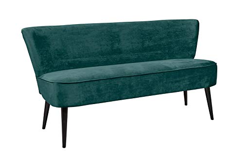 lifestyle4living Esszimmerbank mit Rückenlehne, Grün, 3-Sitzer, Vintage Look, rückenecht | Sitzbank für Esszimmer mit bequemer Polsterung - Füße schwarz Massiv-Holz