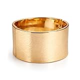 Only faith Brazalete Cuff para Mujer, Dorado y Plateado, Baño de Oro 18K, Diseño Estrella de Mar, Hipoalergénico, Ajustable (Satinado con Bisagra Dorado)