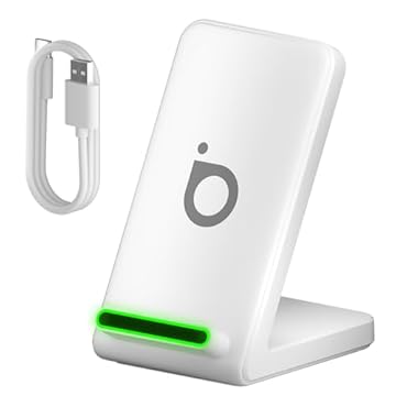 Basike Carregador Sem Fio, 15W Estação de Carregamento Rápido, Compatível iPhone16,15,14,13,12,11 (Pro, Pro Max)/XS/XR/XS/X/8(Plus) (Branco)