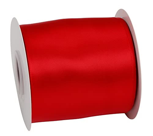 Ribbonitlux 100mm Wide Double Face Satin Ribbon 22 Meters (250-Red, Set for Bow Party Decor, Sewing Applications, Wedding and Craft - Image 3