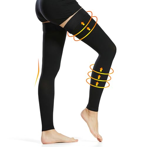 Image of Ailaka Medical Compression Stockings for Women Men, Thigh High Footless 20-30mmHg Graduated Compression Socks with Silicone Band for Varicose Veins, Edema, Post-Surgery
